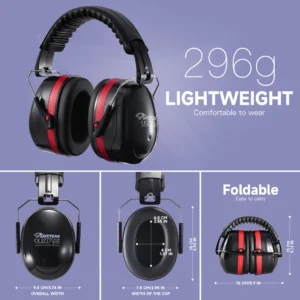 Safeyear Maximum Noise Blocking Earmuffs (33dB Reduction) – Workshop, Factory, Chainsaw Use, ANSI S3.19 & EN352 Compliant Hearing Protector, Comfort Fit for 8H+ Wear