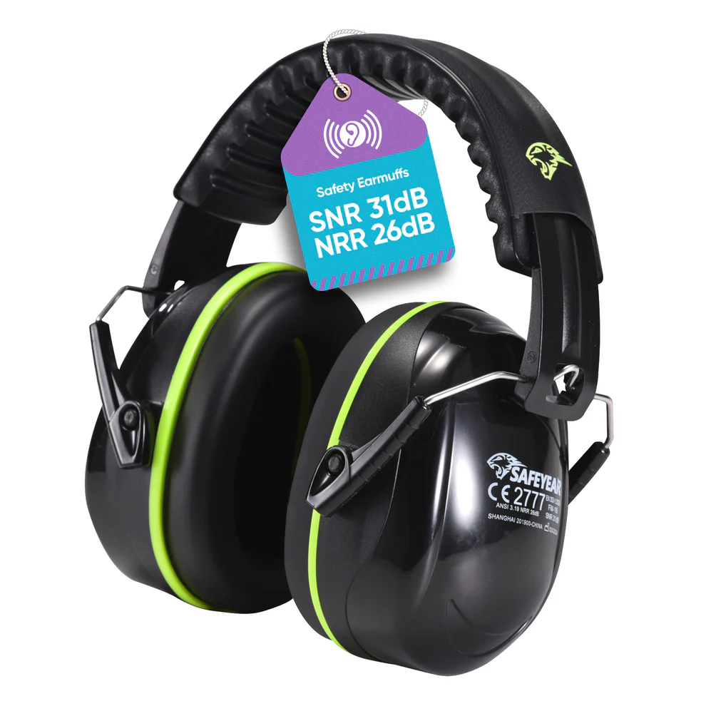 Safeyear QuiteEnjoy 31dB SNR Ear Muffs, Adjustable Noise Cancelling Ear Defenders for Construction Airport Factory, ANSI/CE Certified Hearing Protection